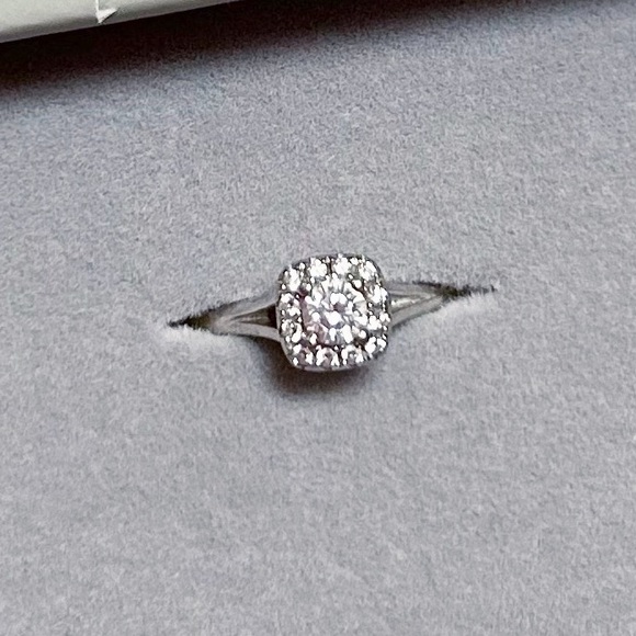 14KT White Gold Approx. 1CTW Natural Mined Diamond Cushion Halo Engagement Ring - Picture 2 of 12